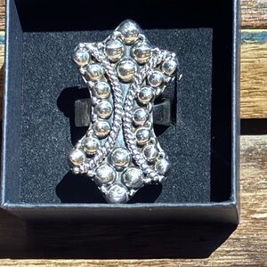 Southwestern full Sterling silver ball statement adjustable ring